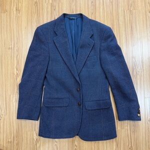 Vintage Men’s Navy Burberrys Houndstooth Blazer 100% Pure Camel Hair